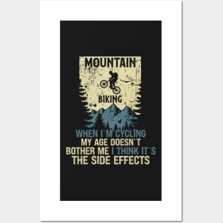 Mountain biking through the woods distressed look vintage funny quote MTB Posters and Art